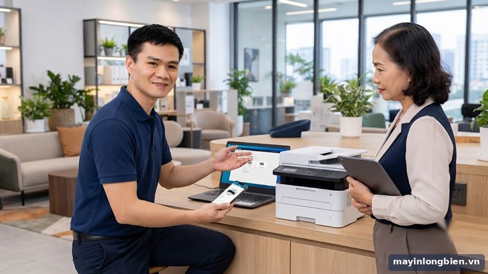 Cài in không dây từ điện thoại và laptop tại căn hộ Tây Hồ