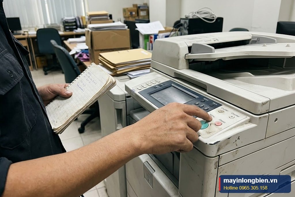 Xem bộ đếm tổng trên máy photocopy để tính chi phí