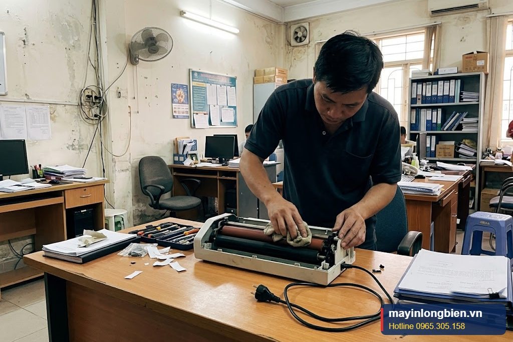 Vệ sinh trục máy ép plastic sau khi nguội