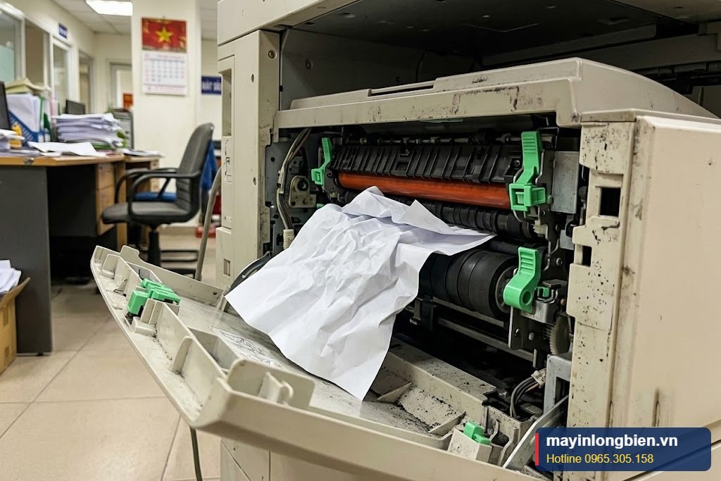 Tờ giấy bị nhăn, kẹt ở khu vực cụm sấy máy photocopy Tờ giấy bị nhăn, kẹt ở khu vực cụm sấy máy photocopy