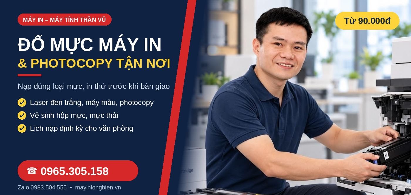 Đổ mực máy in, máy photocopy tận nơi Hà Nội