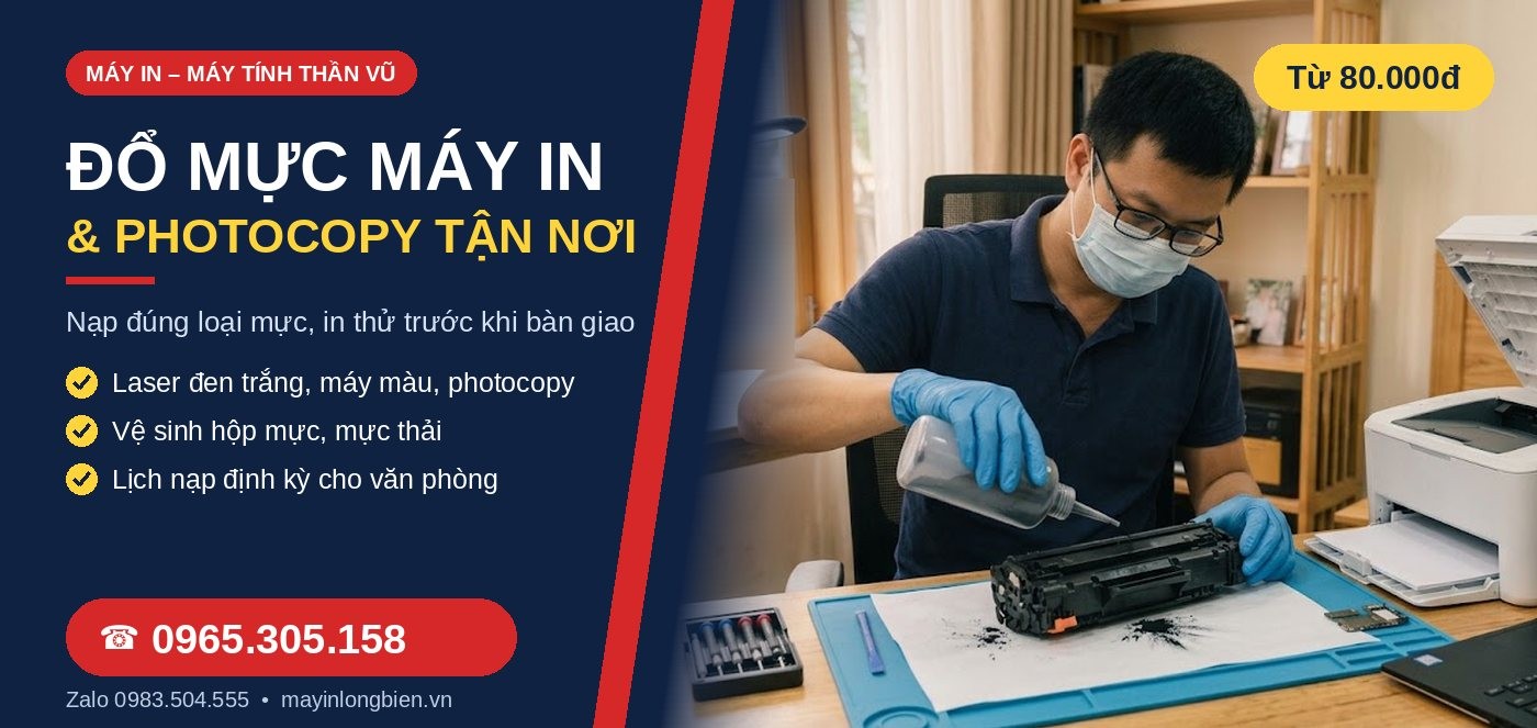 Đổ mực máy in, máy photocopy tận nơi Hà Nội