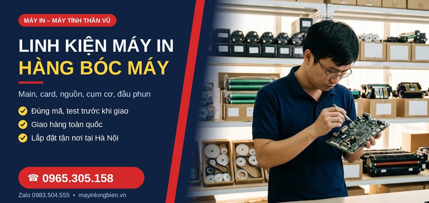 Linh kiện máy in hàng bóc máy: main, card, nguồn, cụm cơ