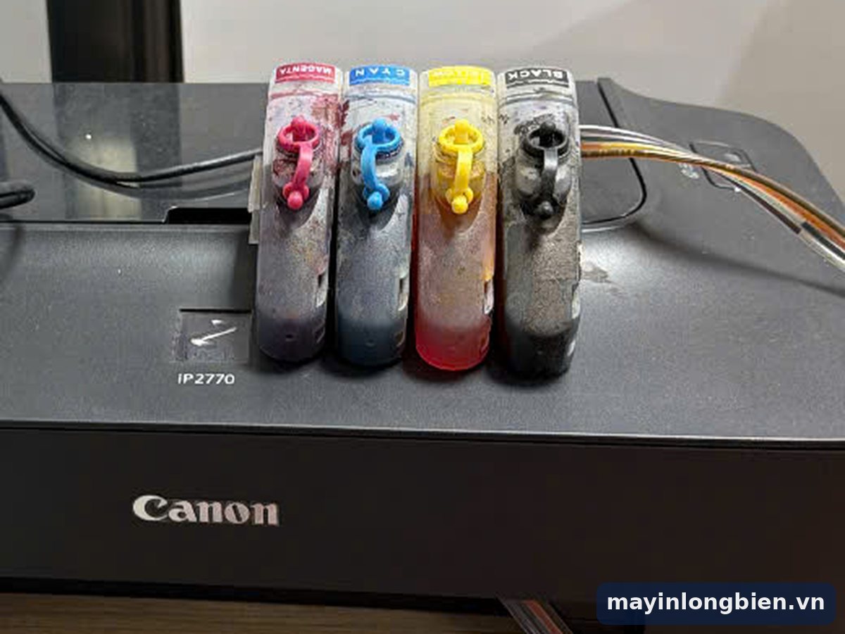 Bình mực ngoài 4 màu trên máy Canon iP2770