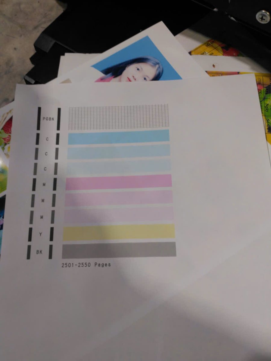 In test đầu phun đủ nét sau khi lắp