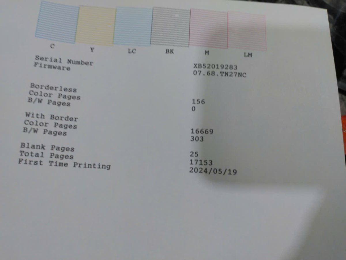 Bản test đầu phun 6 màu và thông số Epson L8050 cũ