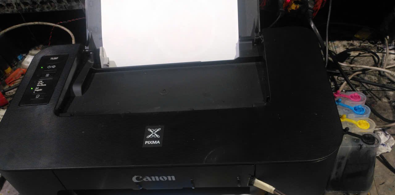 Máy in phun màu Canon TS207 cũ đã lắp dẫn mực ngoài tại Thần Vũ