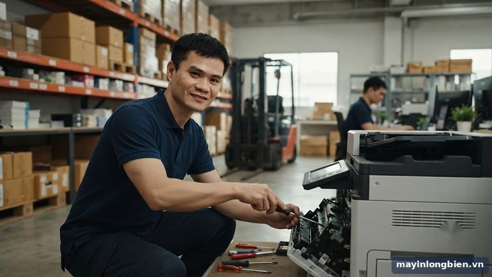Bảo dưỡng máy in tại văn phòng kho xưởng ở Đông Anh