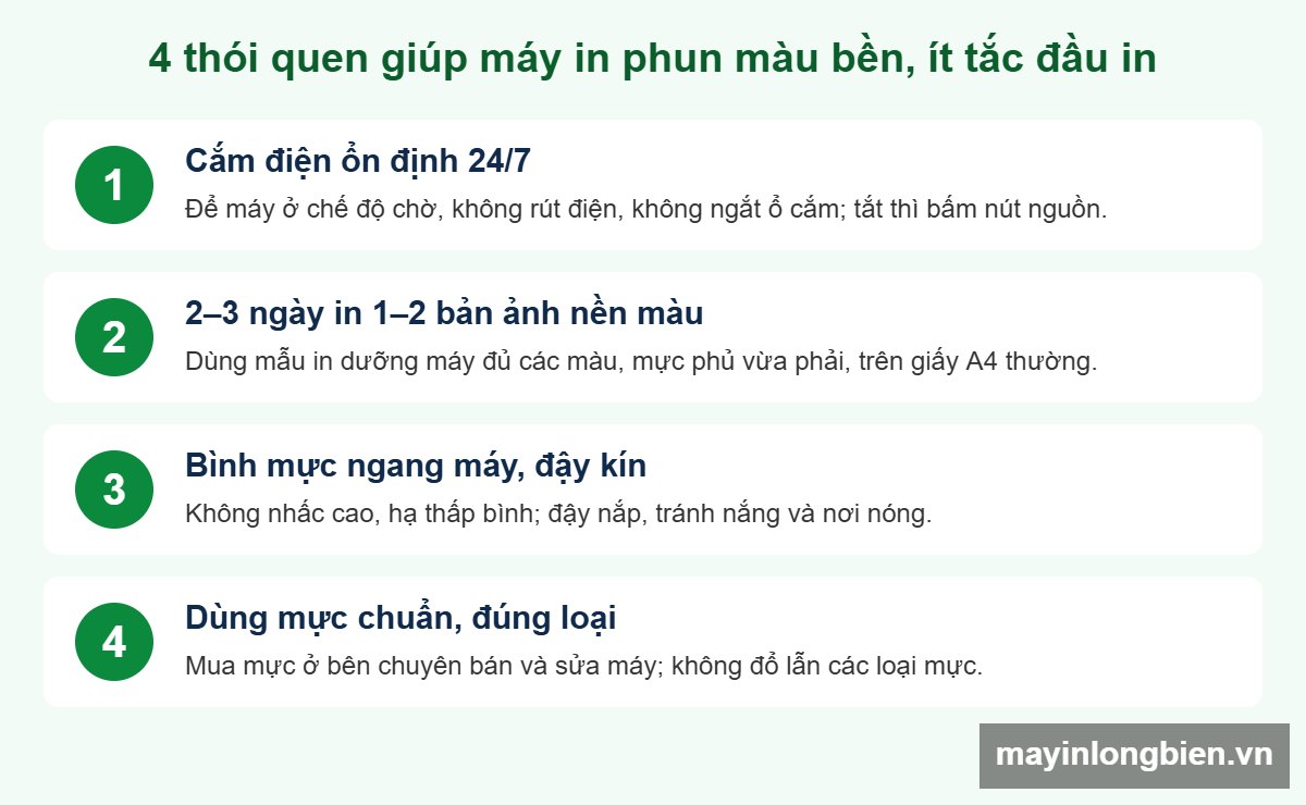 4 thói quen giúp máy in phun màu bền, ít tắc đầu in