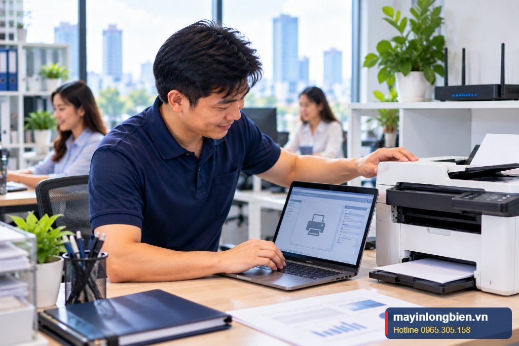 Máy in dùng chung qua mạng LAN cho nhiều máy tính sau khi cài đặt