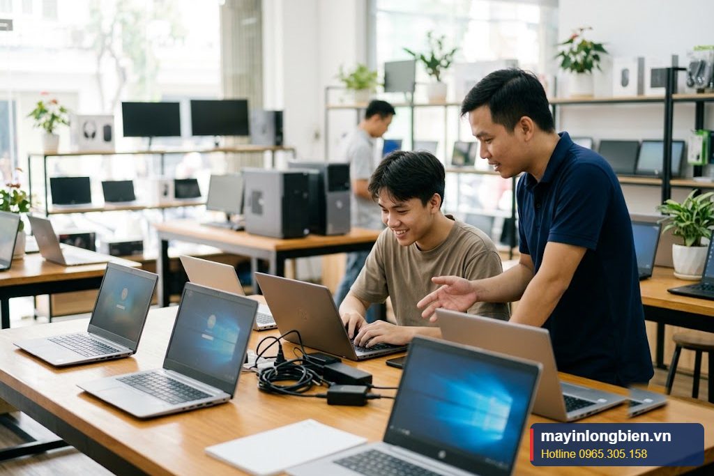 Kiểm tra laptop cũ giá rẻ trước khi mua tại cửa hàng Thần Vũ Hà Nội