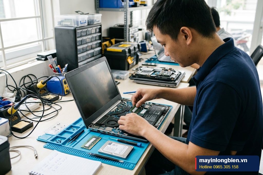 Kỹ thuật viên Thần Vũ nâng cấp SSD và RAM cho laptop chạy chậm