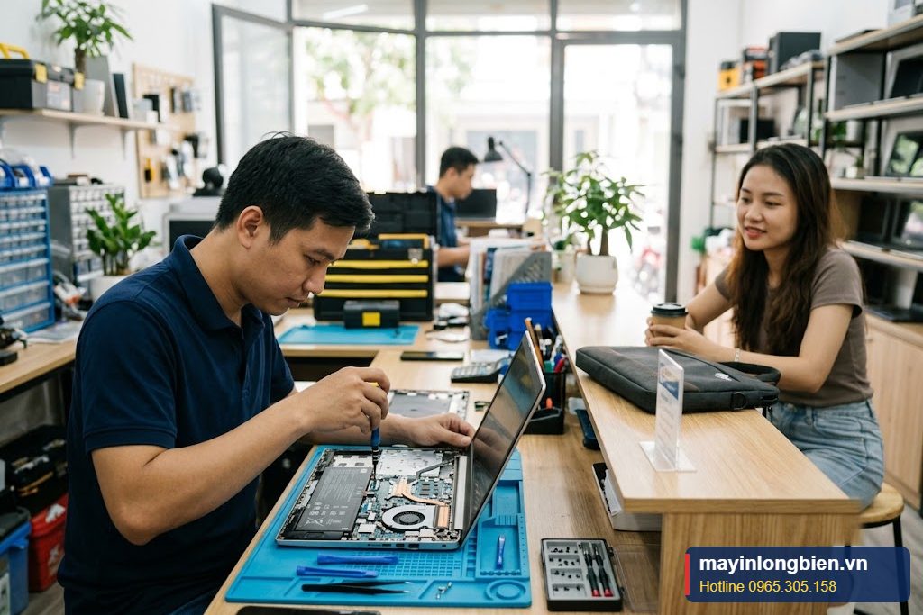 Kỹ thuật viên Thần Vũ sửa laptop lấy ngay cho khách tại Hà Nội