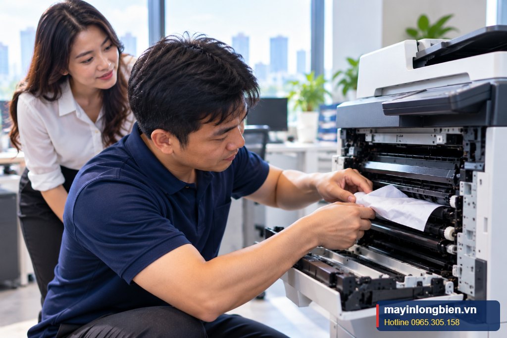Máy in Brother báo kẹt giấy được kỹ thuật Thần Vũ kiểm tra sửa chữa
