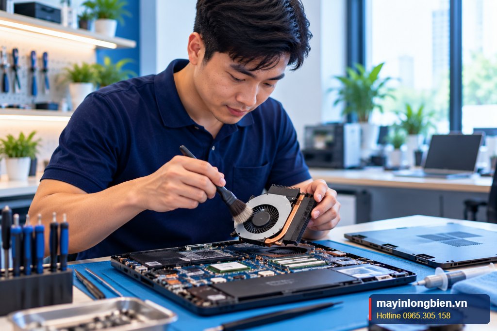 Tháo vỏ vệ sinh laptop và tra keo tản nhiệt CPU tại Thần Vũ