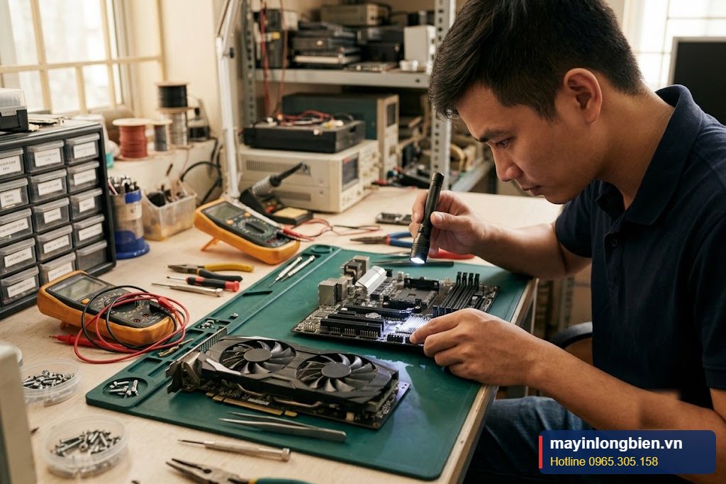 Kiểm tra mainboard và card đồ họa sau sự cố nguồn bị nổ Kiểm tra mainboard và card đồ họa sau sự cố nguồn bị nổ