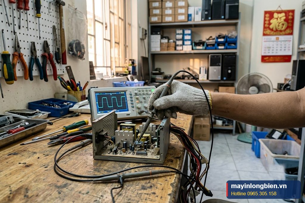 Kiểm tra chân dao động IC PWM nguồn máy tính bằng máy hiện sóng Kiểm tra chân dao động IC PWM nguồn máy tính bằng máy hiện sóng