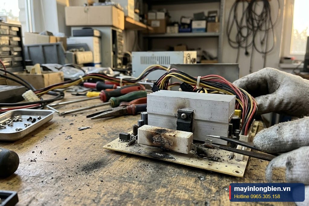 Điện trở công suất bị cháy đen cạnh mosfet trong nguồn Điện trở công suất bị cháy đen cạnh mosfet trong nguồn