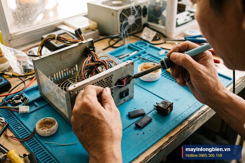 Thay công tắc nguồn mới đúng dòng định mức Thay công tắc nguồn mới đúng dòng định mức