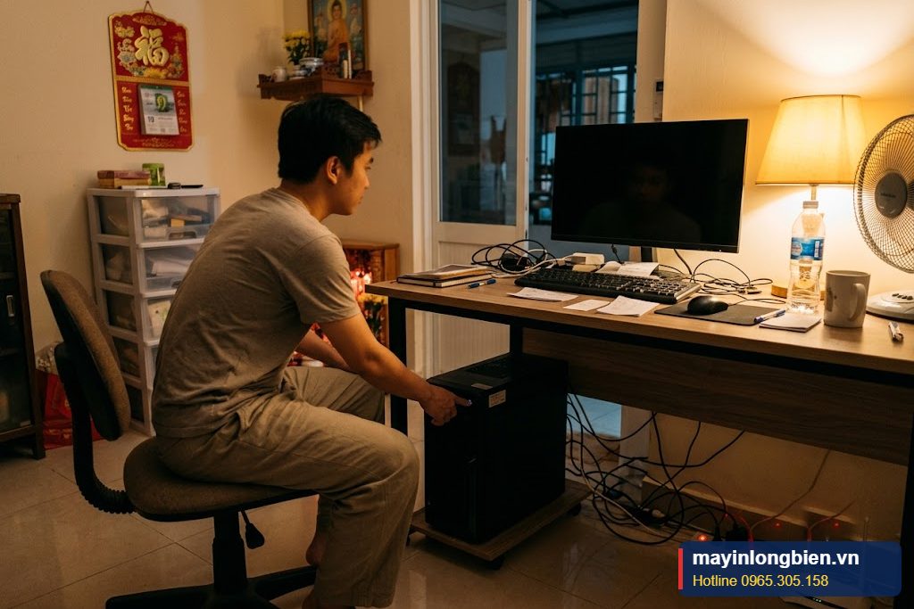 Người dùng tắt máy và nghe nguồn kêu khi tắt máy Người dùng tắt máy và nghe nguồn kêu khi tắt máy