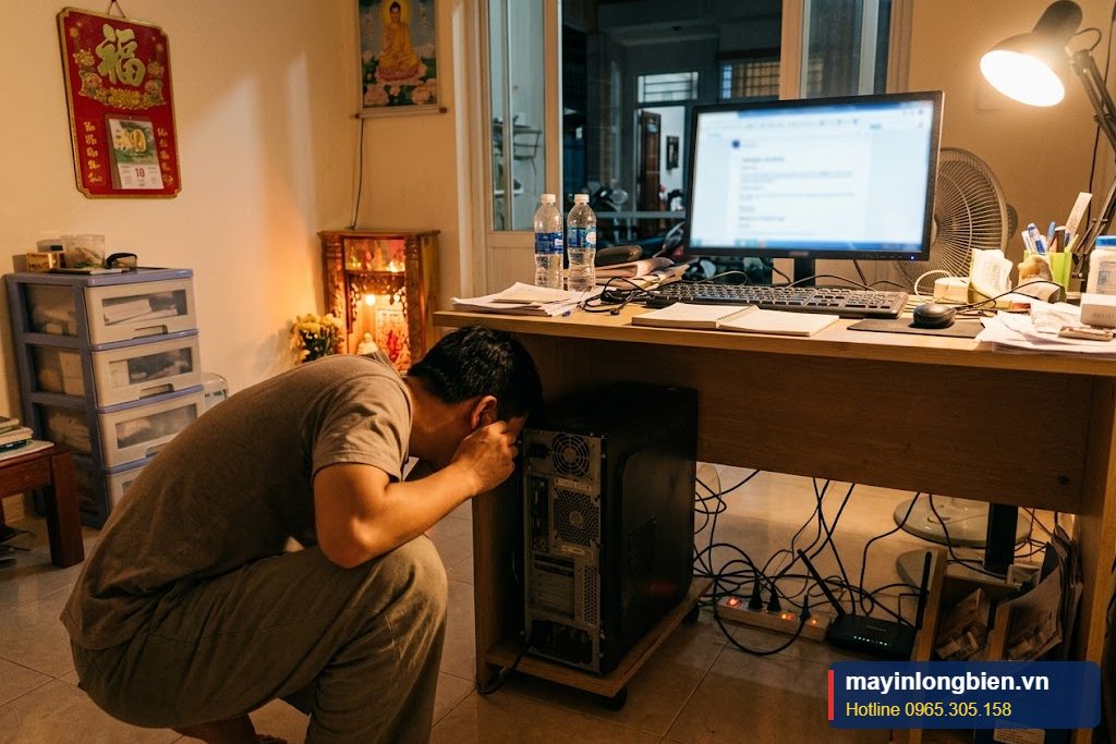 Máy tính văn phòng có nguồn máy tính kêu rè vào buổi tối