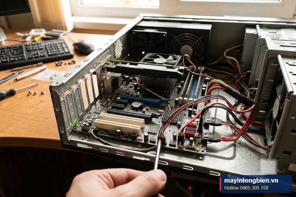 Chập chân Power SW trên mainboard khi bấm nút nguồn không lên