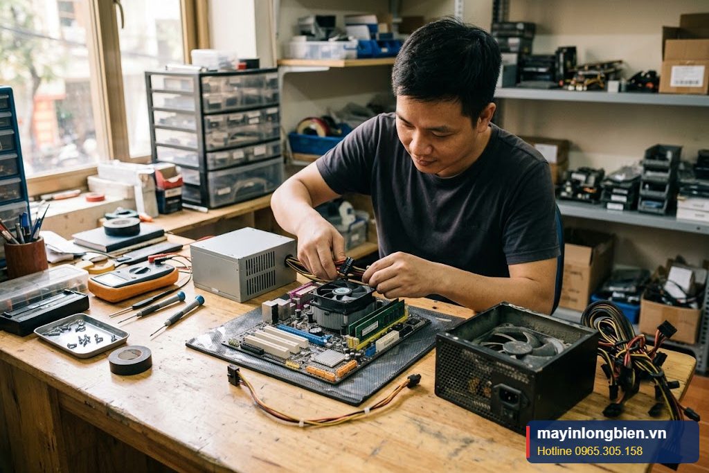 Thử chéo nguồn chuẩn với mainboard tại xưởng