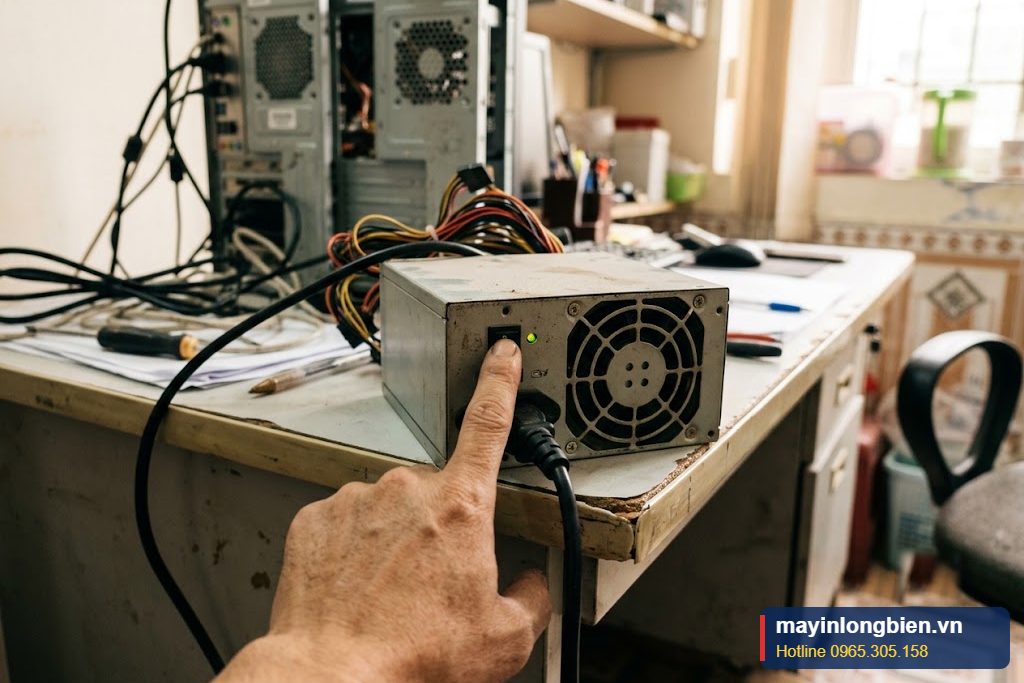 Bấm nút test BIST phía sau nguồn máy bộ không lên