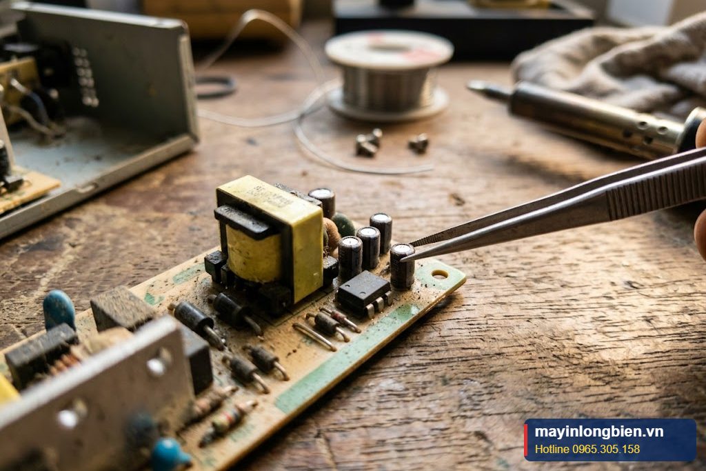 Mạch nguồn standby 5V với biến áp nhỏ và tụ lọc trên bo nguồn Mạch nguồn standby 5V với biến áp nhỏ và tụ lọc trên bo nguồn