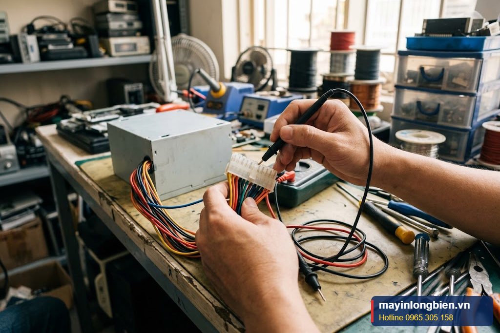 Đo dây xanh dương -12V trên giắc 24 pin của nguồn máy tính Đo dây xanh dương -12V trên giắc 24 pin của nguồn máy tính