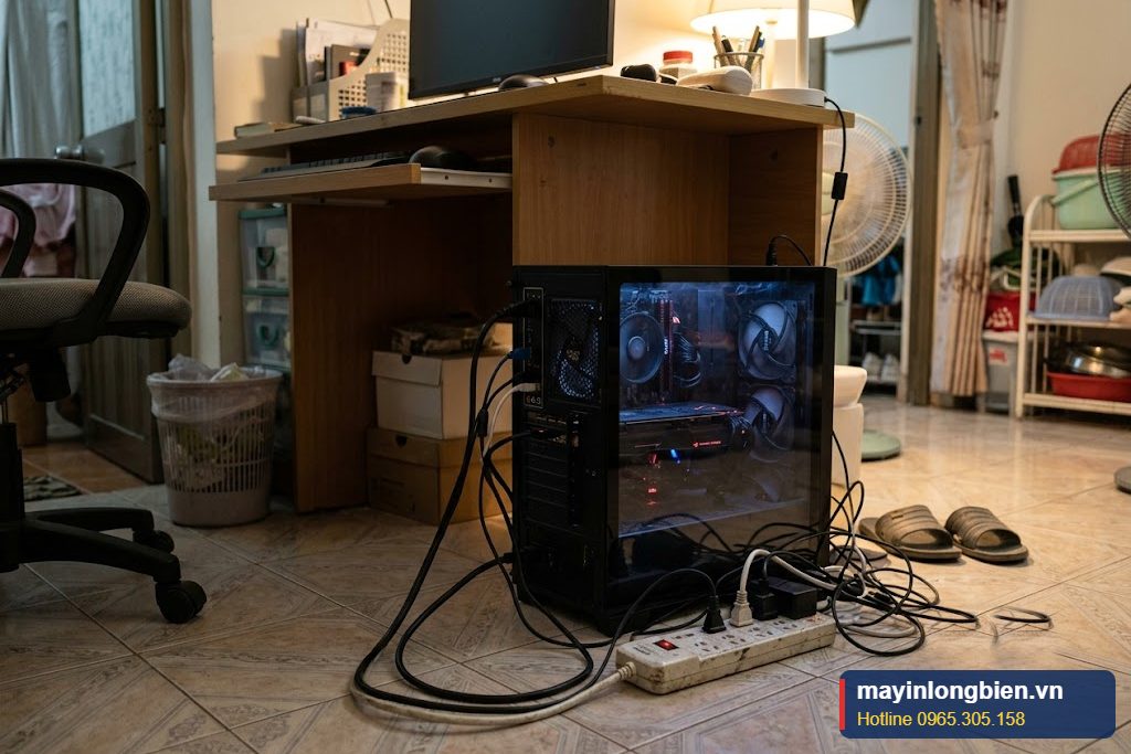 Máy tính gaming cắm qua ổ chống sét để tránh nổ cầu chì nguồn