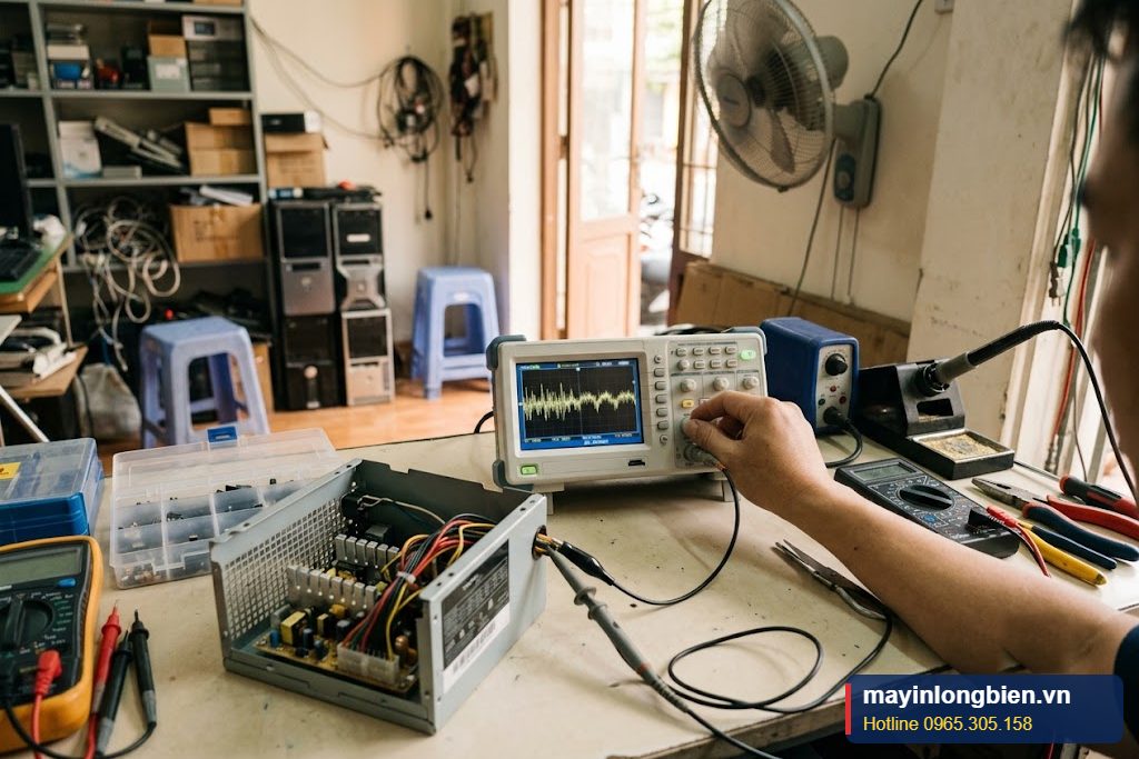 Đo ripple đường 12V bằng máy hiện sóng