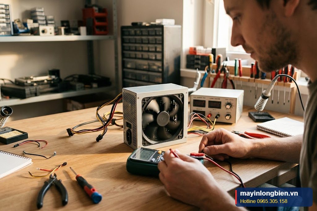 Chạy tải giả kiểm tra quạt PSU sau khi thay
