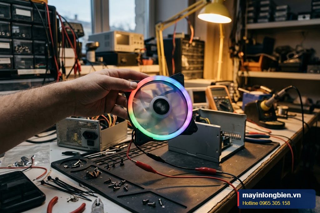 Kiểm tra quạt RGB của nguồn Aerocool Cylon