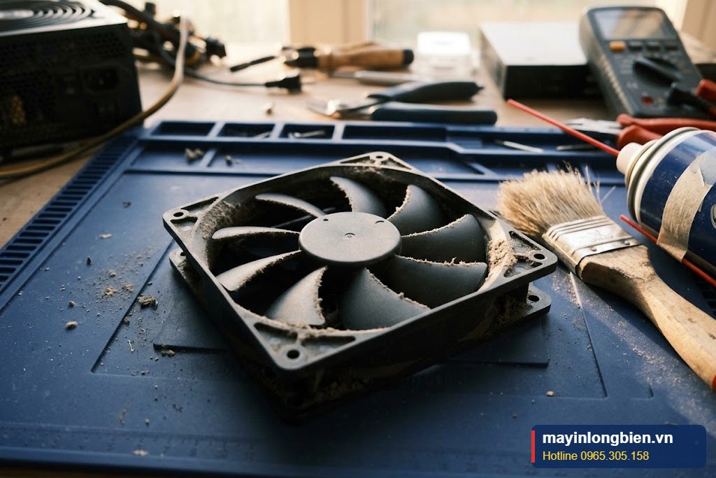 Quạt nguồn Enermax bám bụi trước khi vệ sinh và thay mới