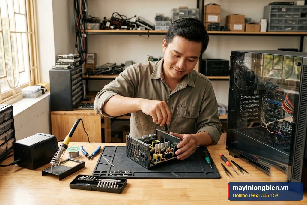 Kỹ thuật viên sửa nguồn InWin tại xưởng Long Biên Kỹ thuật viên sửa nguồn InWin tại xưởng Long Biên