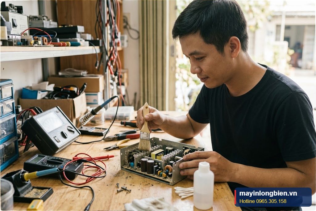 Sửa nguồn rò điện ra vỏ tại xưởng Thần Vũ