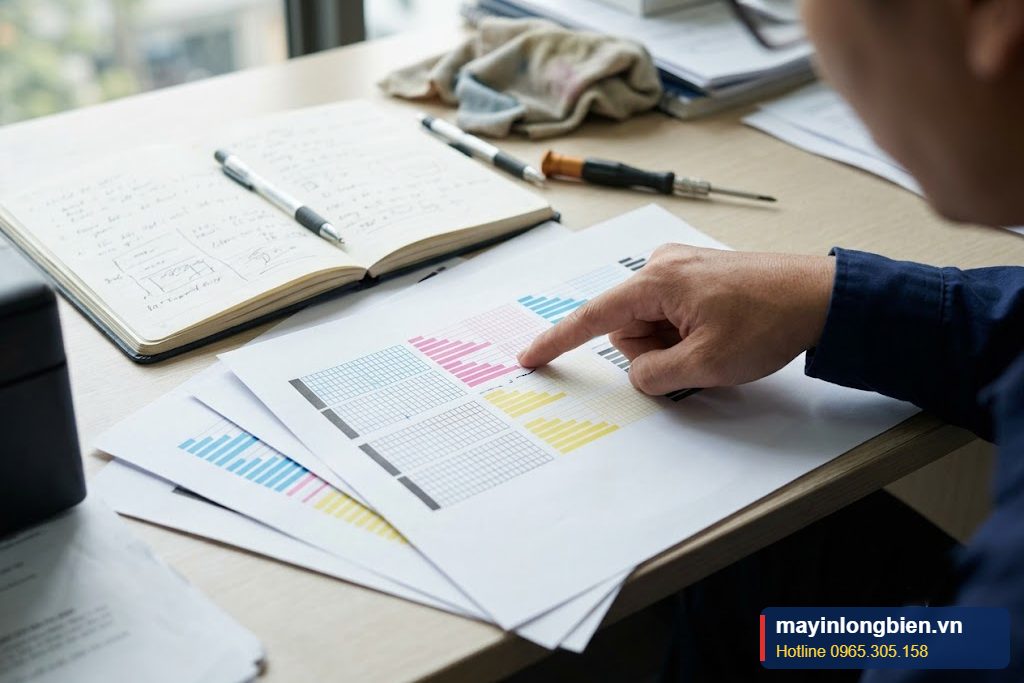 Mẫu in kiểm tra đầu phun nozzle check lưu lại trong sổ bảo dưỡng máy in phun văn phòng Mẫu in kiểm tra đầu phun nozzle check lưu lại trong sổ bảo dưỡng máy in phun văn phòng