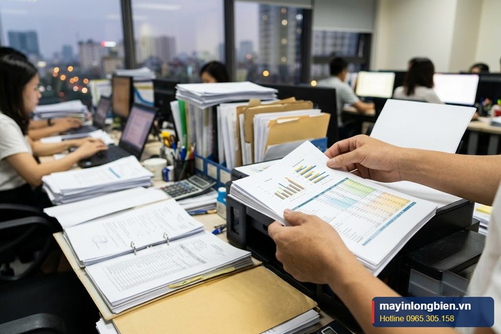 Máy in mùa quyết toán chạy dồn tại văn phòng công ty kế toán ở Cầu Giấy