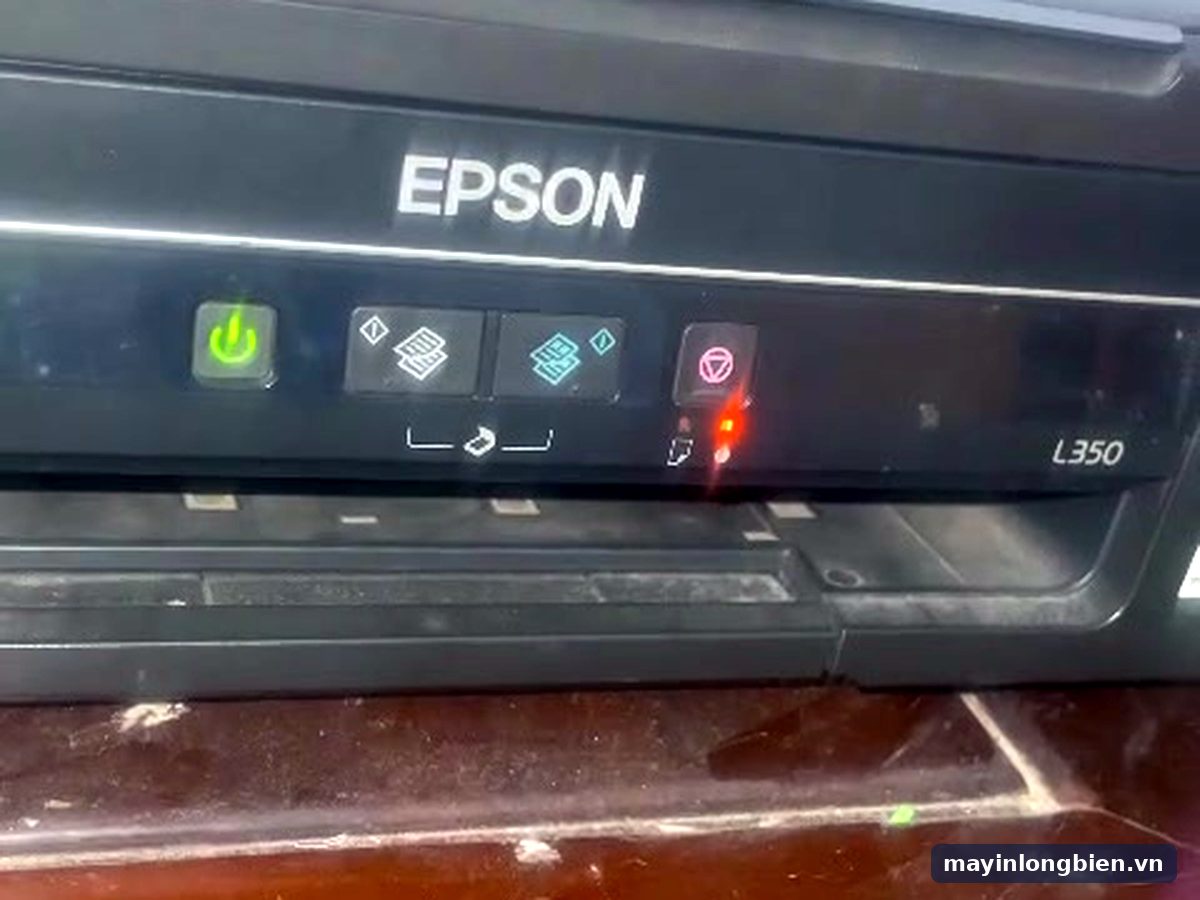 Máy in Epson dòng L300, L350 nháy đèn đỏ báo đầy mực thải