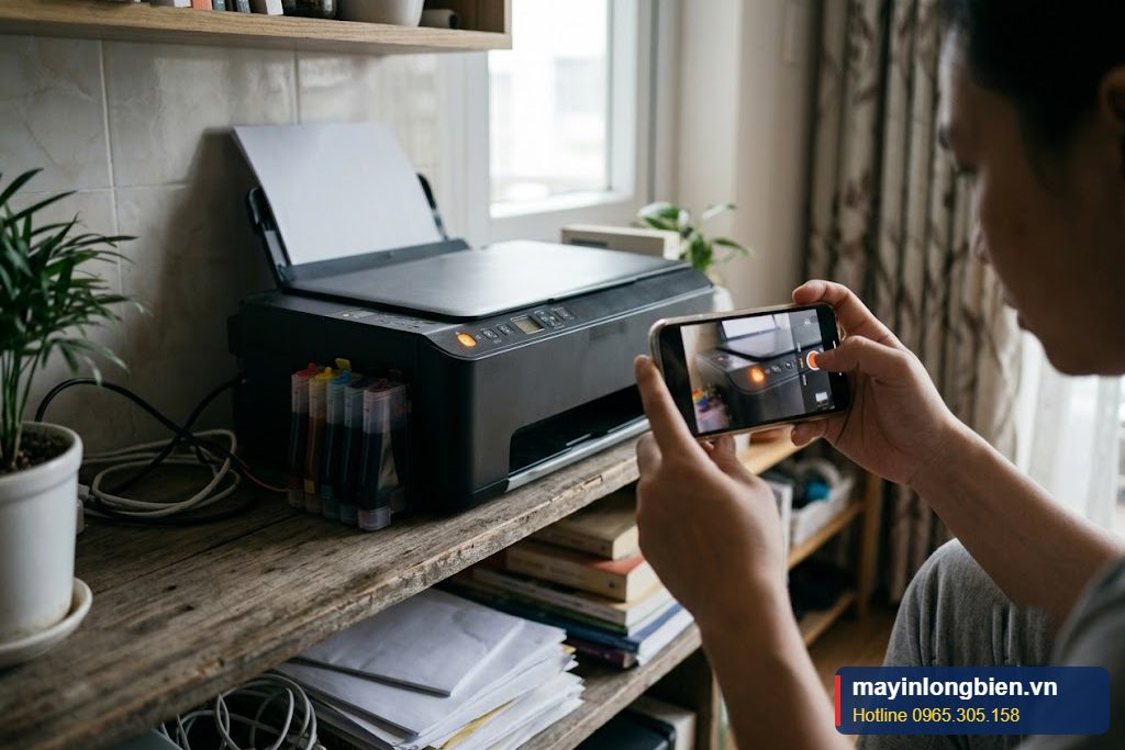 Máy in phun báo đèn nháy cam trên bảng điều khiển tại nhà ở Hà Nội Máy in phun báo đèn nháy cam trên bảng điều khiển tại nhà ở Hà Nội