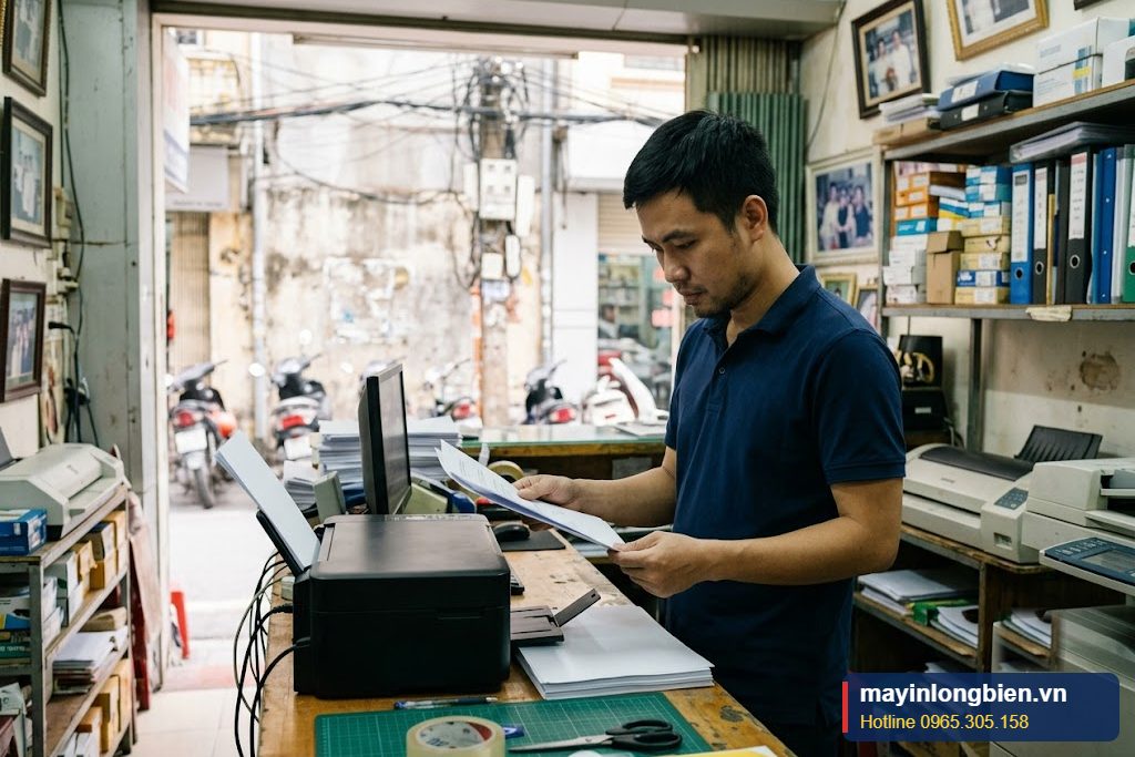 Máy in phun kéo nhiều tờ giấy cùng lúc tại cửa hàng in ấn ở Hà Nội Máy in phun kéo nhiều tờ giấy cùng lúc tại cửa hàng in ấn ở Hà Nội