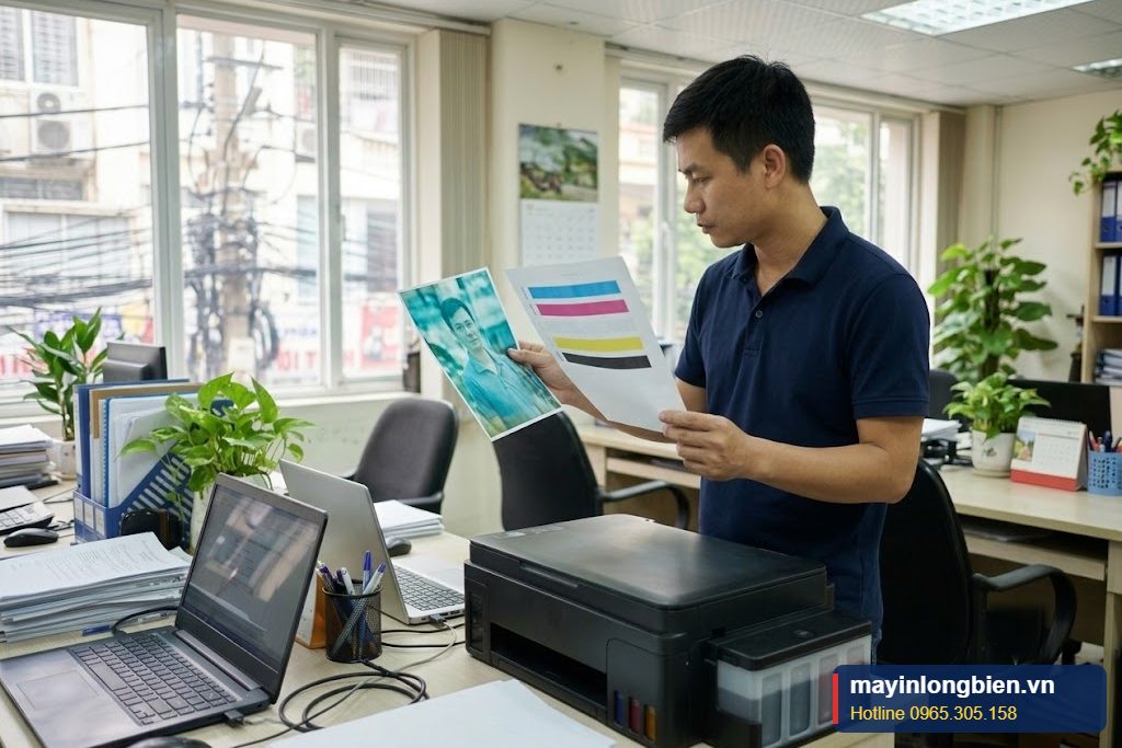 Ảnh in bị mất một màu đặt cạnh máy in phun màu bình mực trong văn phòng Hà Nội Ảnh in bị mất một màu đặt cạnh máy in phun màu bình mực trong văn phòng Hà Nội