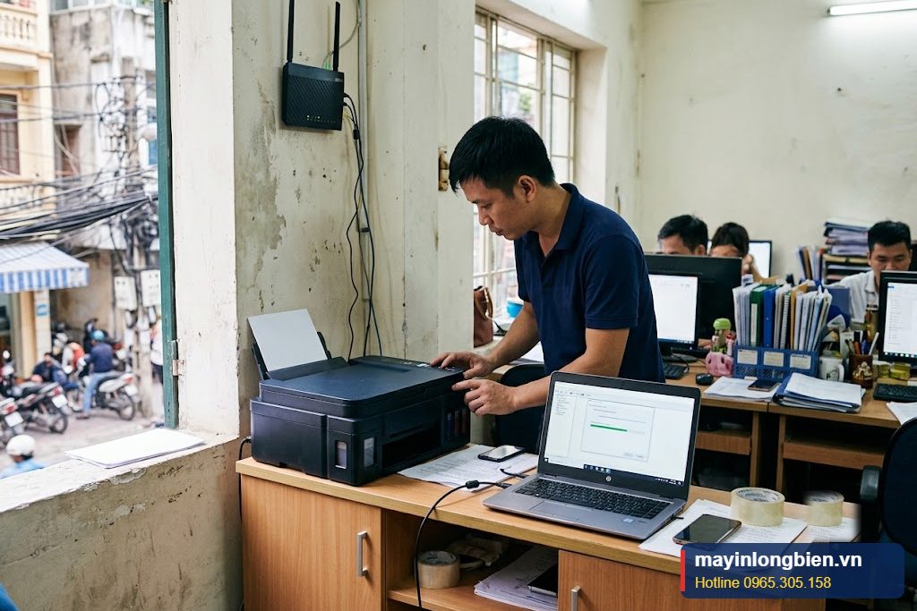 Kỹ thuật viên cài lại WiFi cho máy in Brother DCP-T510W tại văn phòng Hà Nội Kỹ thuật viên cài lại WiFi cho máy in Brother DCP-T510W tại văn phòng Hà Nội