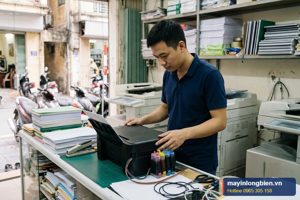Sửa máy in Canon iP2770 gắn hệ thống mực ngoài tại cửa hàng photo Hà Nội