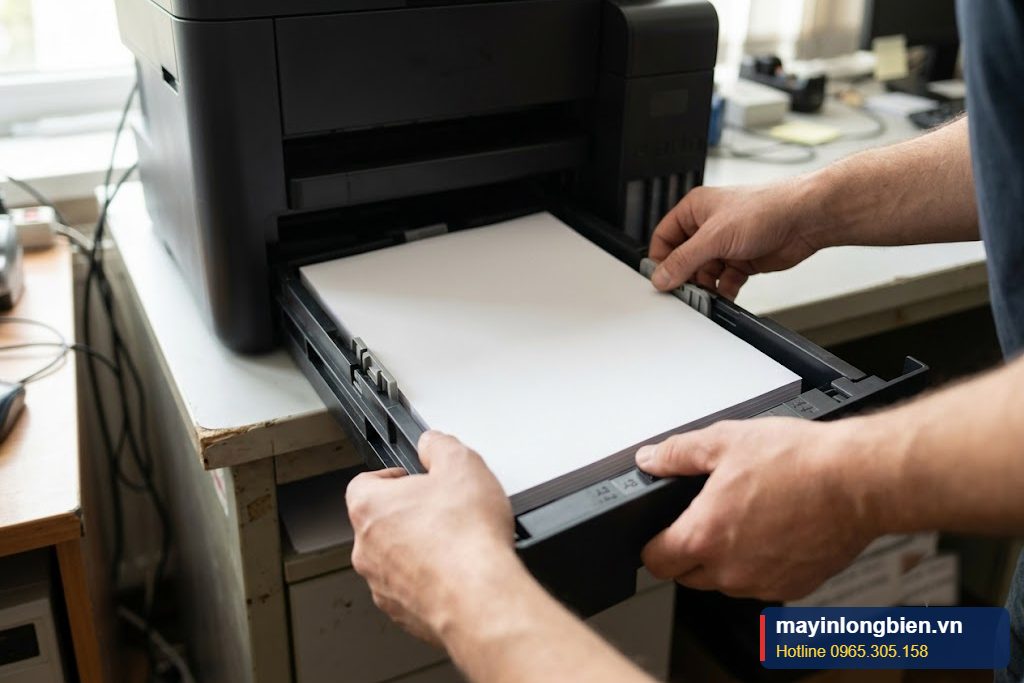 Cận cảnh khay giấy A3 máy in Epson L15150 L15160