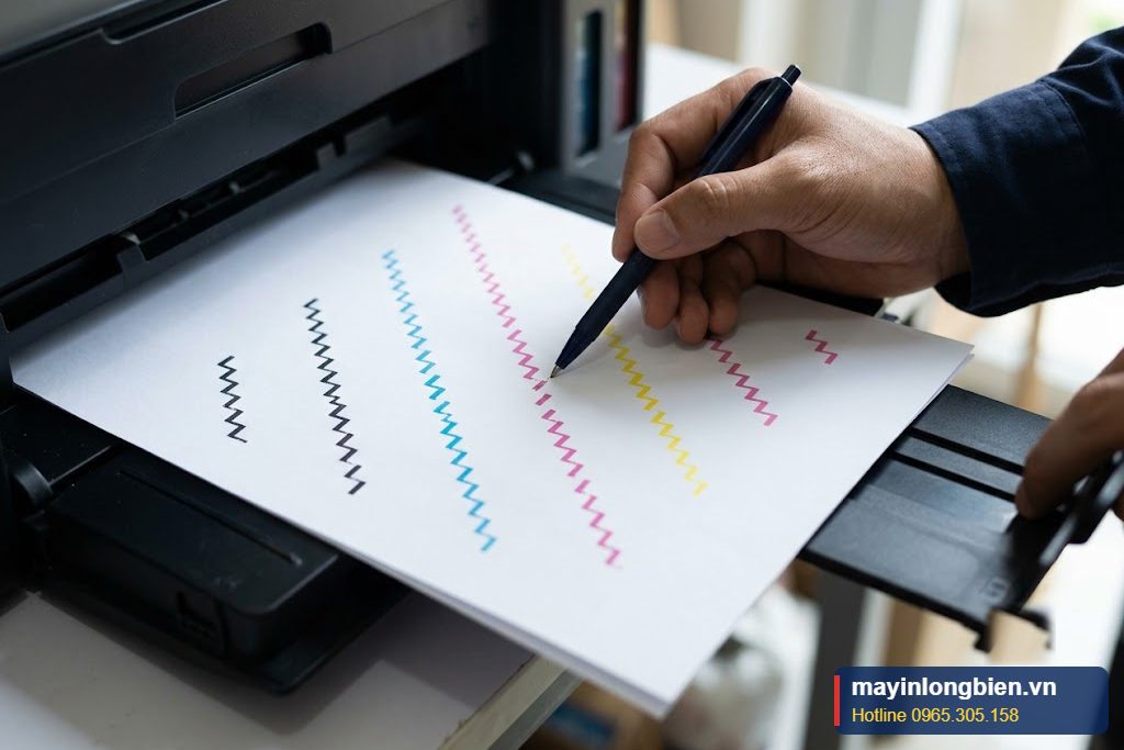 Bản in nozzle check có sọc khi sửa máy in Epson L405