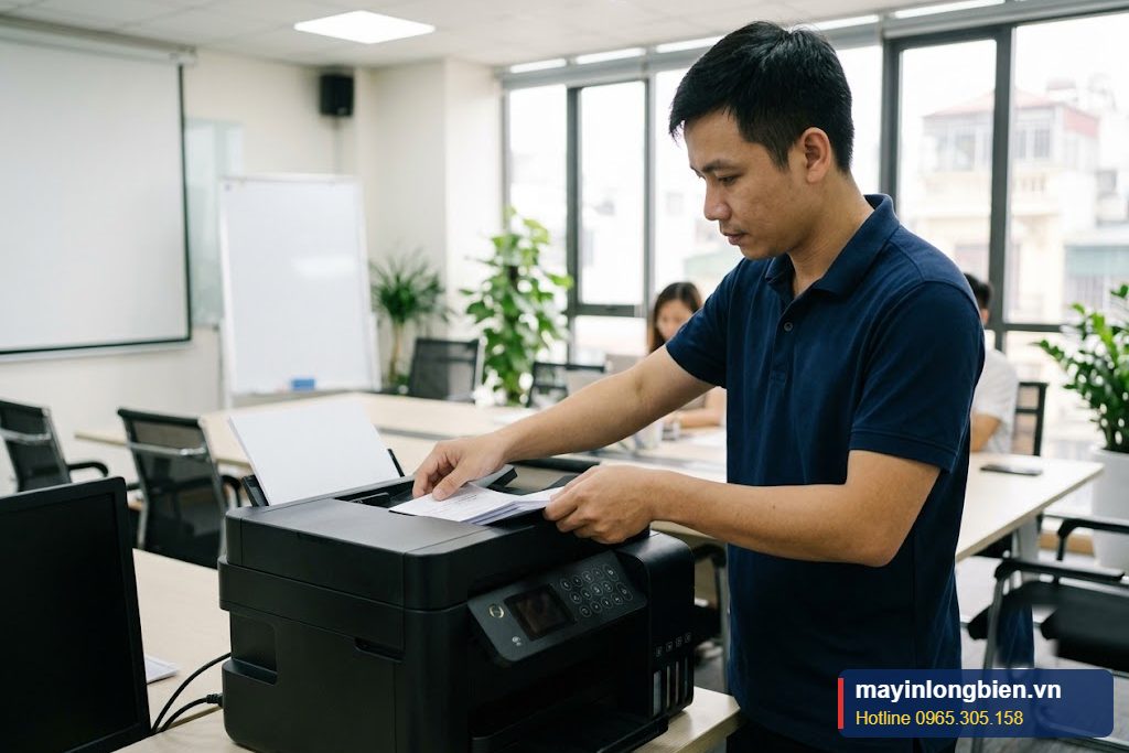 Kỹ thuật viên sửa máy in Epson L5290 lỗi ADF tại văn phòng Hà Nội