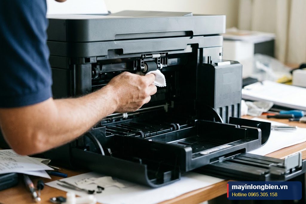 Cận cảnh vệ sinh con lăn kéo giấy máy in Epson L6160 L6190 Cận cảnh vệ sinh con lăn kéo giấy máy in Epson L6160 L6190