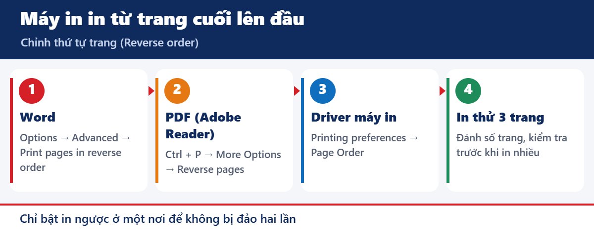Cách sửa máy in in từ trang cuối lên trang đầu